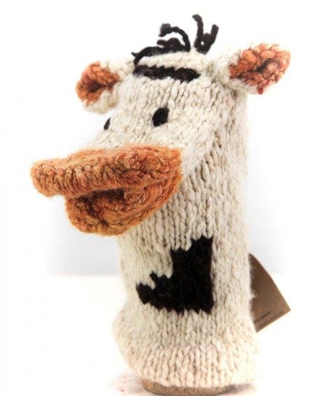 Gant marionnette vache laine fait main équitable