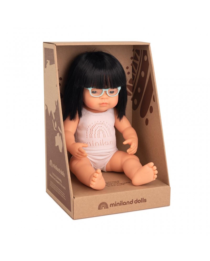 Poupée fille asiatique lunette 38 cm - Lutin Ludique