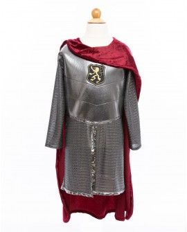 Tunique de chevalier avec cape argent, taille 5-6 ans.