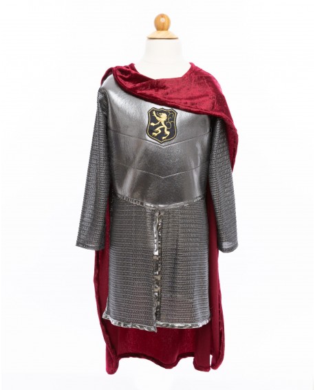 Tunique de chevalier avec cape argent, taille 5-6 ans.