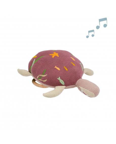 coussin musical tortue rose