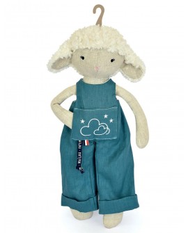 PERLIPOPETTE – PANTIN Mouton en salopette Lin bleu