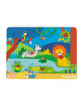 Puzzle sonore animaux en bois Les Toupitis
