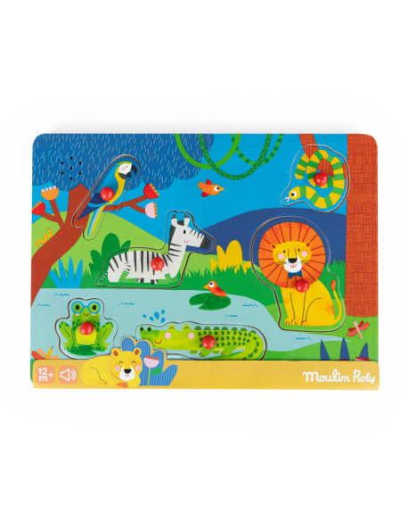 Puzzle sonore animaux en bois Les Toupitis