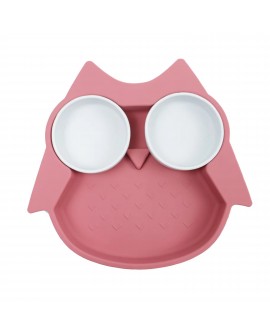 Assiette Compartimentée Hibou fushia