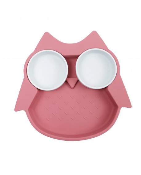 Assiette Compartimentée Hibou fushia