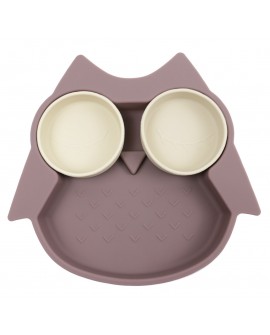 Assiette Compartimentée Hibou lilas