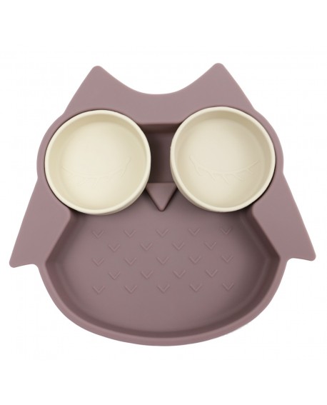 Assiette Compartimentée Hibou lilas