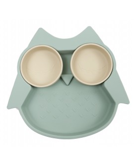 Assiette Compartimentée Hibou menthe