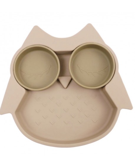 Assiette Compartimentée Hibou sable
