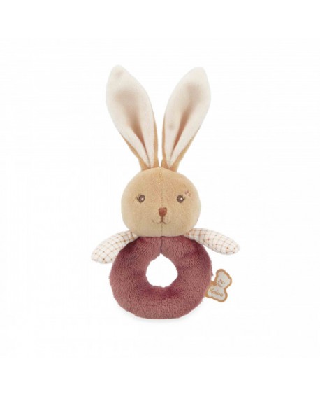 Mon doux hochet lapin bordeaux