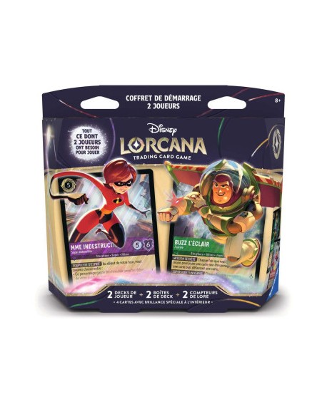 Disney Lorcana -Coffret de Démarrage 2 Joueurs - Madame Indestructible et Buzz l'éclair S12