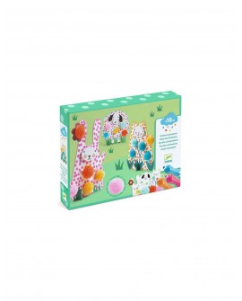 Coloriages : points et pompons -dans l’herbe