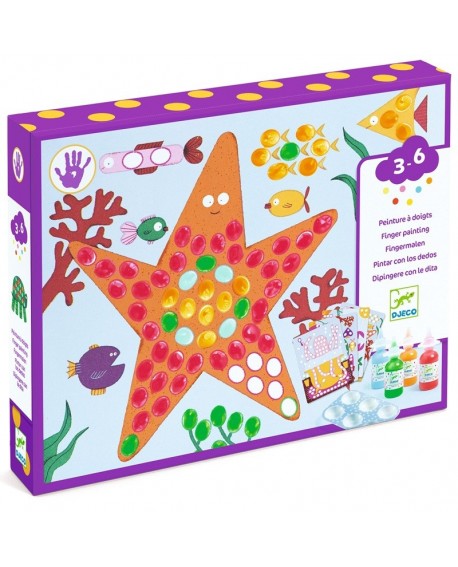 Peindre avec ses doigts - Pois et poissons